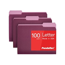 Two-tone File Dosya, 1/3 Cut Top Tab, Letter, Burgundy/light Burgundy, 100/box