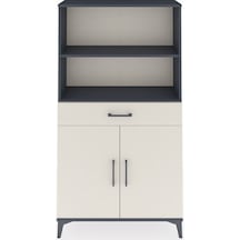 Arges Dolap 3 Raflı Tek Çekmeceli 2 Kapaklı 88x30x163 Antrasit-aytaşı Antrasit