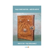 Taşlı Deri Defter Mistik Tasarım 18x13 Cm Çok Renkli