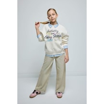 DeFacto Kız Çocuk Wide Leg Geniş Bol Paça Cepli Pantolon D3720A824WNNM39 Mavi