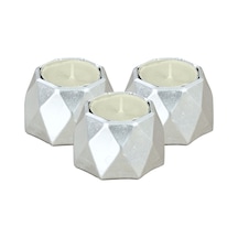 Mumluk Şamdan 3 Adet Tealight Uyumlu Poly 1 Küçük Model - Gümüş