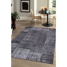 Jazz Patchwork Desenli Dokuma Taban Dekoratif Siyah Halı (Al 81)