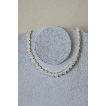 8 Mm Selenit Doğal Taş Kolye Altın