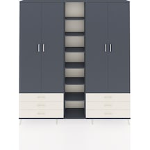 Arges Dolap 13 Raflı 6 Çekmeceli 2 Askılı 220x30x243 Antrasit-antrasit/aytaşı Antrasıt/aytası