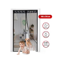 Mıknatıslı Kapı Sinekliği Siyah 100x210 Cm Otomatik Kapanan Manyetik Tül Sineklik Bx40