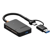 Forzacase FC874  8 İn1 USB-C + USB MS CF/ TF /SD DHC SDXC Kamera Kart Okuyucu
