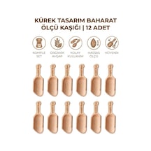 Kamptek Ahşap Baharat Ölçek Kaşığı Kürek Tasarım 12 Adet Küçük Boy Diğer