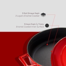Lava Döküm Çok Amaçlı Yayvan Tencere, Trendy, 24cm, Kırmızı 0