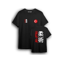 Top Glory Jiujitsu Kanji Ve Bayrak Baskılı Milli Takım Tişört Jujitsu T-shirt Juju6009 Siyah