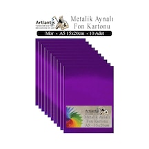 Metalik Aynalı Fon Kartonu 10 Lu A5 15x20 Cm 1 Paket Okul Sınıf Dekoratif Pırıltılı Folyo Kağıt Dekoratif Anasınıfı Kreş Mor