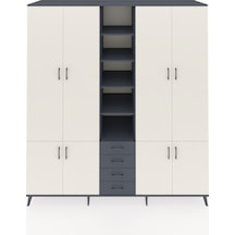 Kronos Dolap 17 Raflı 4 Çekmeceli 8 Kapaklı 220x59x243 Antrasit-aytaşı/antrasit Aytası/antrasıt - Antrasıt