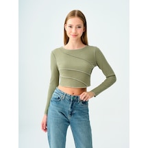 Slim Fit Kadın Top Koyu Yeşil