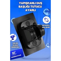 Yapışkanlı Duş Başlığı Tutucu Ayarlanabilir Siyah Siyah Diğer