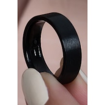 6mm Mat Düz Model Unisex Kadın Erkek Çelik Alyans Yüzük Cl29 Siyah