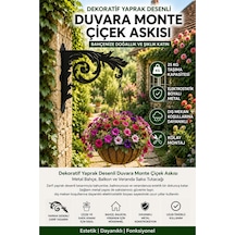 Dekoratif Nakış Desenli Metal Duvara Monte Çiçek Askısı Bahçe, Balkon Ve Veranda Saksı Askılığı Elektrostatik Boyalı Dayanıklı Metal Askı Aparatı Siyah Nakışlı