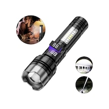 Tr Yh20 Dijital Ekranlı Şarj Edilebilir El Feneri Teleskopik Zoomlu Yüksek Yoğunluklu Led Projektör, 1200mah Bata
