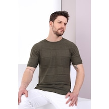 Ferraro Haki Bisiklet Yaka Erkek Pamuk Triko T-Shirt-Haki