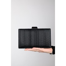 Luvishoes Yadaya Siyah Çizgili Kadın Abiye Çanta Siyah