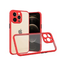 Newface Apple İphone 13 Pro Kılıf Miami Şeffaf Silikon - Kırmızı