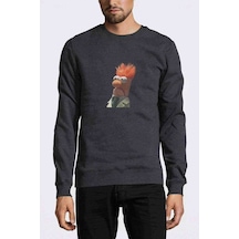The Muppets Baskı Etekden Başlasın Baskılı Füme Erkek Sweatshirt