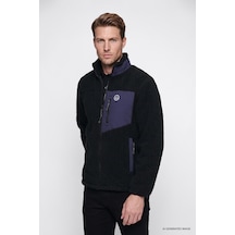 Wrangler Erkek Regular Fit Dik Yaka Tam Fermuarlı Cepli Sherpa Sweatshirt Polar Mont-w2620003 Siyah