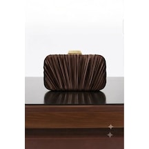 Zeyymoda Kahve Pilse Desenli Abiye Çanta Pile Desen Abiye Çanta Ve Clutch Portföy El Gece Düğün Nişan Abiye Çantası