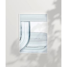 Çerçevesiz Poster Soyut Mavi Çizgiler Minimalist
