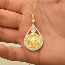 Gümüş Gold Kaplama Damla Tuğralı Kadın Kolye Arbltgsyyaf0tz3ıpsm
