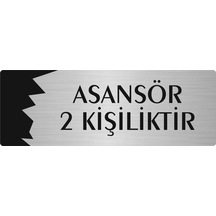 Metal Departman Kapı İsimliği, Yönlendirme Levhası Asansör 2 Kililiktir 7x20 Cm Gümüş Renk
