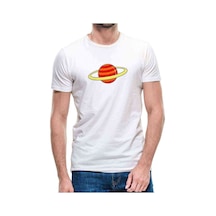 Saturn Baskılı Beyaz Erkek Tshirt (530995160)
