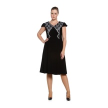Nidya Moda Büyük Beden Elbise Dantel Kombin-4062S Siyah