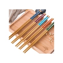 5 Çift Chopstick Yıkanabilir Desenli Bambu Yemek Sushi Çubuk