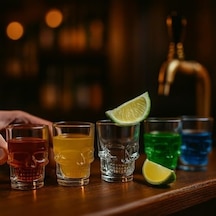 6 Lı Tekila Bardağı Seti Kafatası Tasarımlı 60 Ml Şeffaf Cam, Şık Ve Dayanıklı Shot Bardakları, Dekoratif Ve Özel Sunumlar İçin İdeal