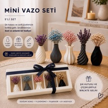 5 Li Mini Dekoratif Vazo Seti Çiçekleri Ve Kutusuyla Beraber Set 0