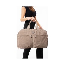 Novahub Seyehat Spor Çantası Kabin Boy Valiz 45 35 Cm Omuz Ve Çapraz Askılı Hafif Klinkır Çanta Su İtici Vizon Vizon