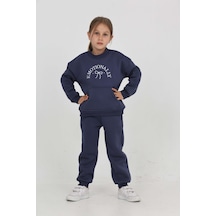 Toontoy Kids Toontoy Kız Çocuk Fiyonk Nakışlı Eşofman Takım İndigo