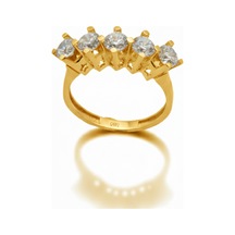 14 Ayar Altı Takoz Tırnak Beştaş Yüzük Sarı