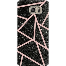 Samsung Uyumlu Galaxy Note 5 Kılıf Silikon Pembe Şeritli Mermer 1312