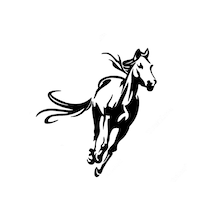 Sağa Doğru Koşan At Sticker Yapıştırma 17Cm