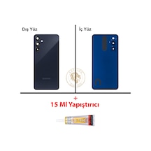 Samsung Galaxy A55 Siyah Renk Lensli Arka Kapak + B7000 Yapıştırıcı Arka Cam Batarya Kapağı Pil Kapağı Lazer Kesim Back Cover Galaxy A55 Uyumlu