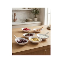 6 Adet Kırılmaz Melamin Oval Sosluk Ve Reçel Tabağı Minimalist 75 Ml - Kırmızı Beyaz