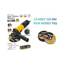 750 Watt Avuç Taşlama Makinesi 115 Mm, Devir Ayarlı + 10 Adet İnox Kesici Taş Seti