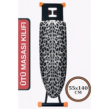 Asev Home Ütü Masası Kılıfı Keçeli İpli Stoperli Büyük Boy 55x140 Cm Gray Leopar Diğer