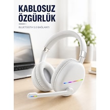 Beyaz Rgb Işıklı Bluetooth Kulaklık