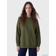 Lcw Modest Yeşil Oversize Kadın Kalın Sweatshirt Tunik