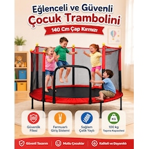 Çocuklar İçin Fileli Fermuarlı Çocuk Tranbolini Güvenlik Filesi Ev Açık Alan Kullanıma Uygun Oyun Alanı Çelik Yaylı Trambolin