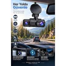 Ön Arka Kayıt 1080p Full Hd 180 Geniş Açı Şarjlı Kullanım - Lisinya