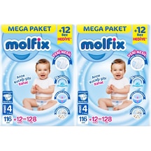 Molfix Bebek Bezi Beden:4 7-14kg Maxi 256 Adet Mega Ekonomik 4 Numara