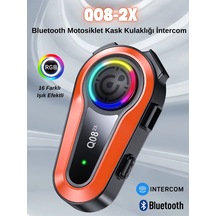 Wearfitpro Q08-2x Rgb Işık Efektli İntercom Bluetooth Motosiklet Kask Kulaklığı İntercom Kulaklık