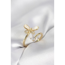 Gold Renk Yusufçuk Model Zirkon Taşlı Kadın Yüzük - Ebj260214w39638 Renkli